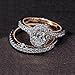 Dolland Luxury 2Pcs Oval Zircon Diamond Jewelry Ring Bridal Engagement Wedding Band Ring,White,#9