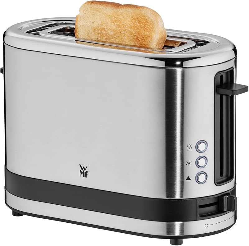 KITCHENminis Grille-Pain, 1 Fente, 600W, Design Extra Compact, 7 niveaux de Brunissage, Réchauffe Viennoiserie, Inox Cromargan Haute Qualité 0414100011