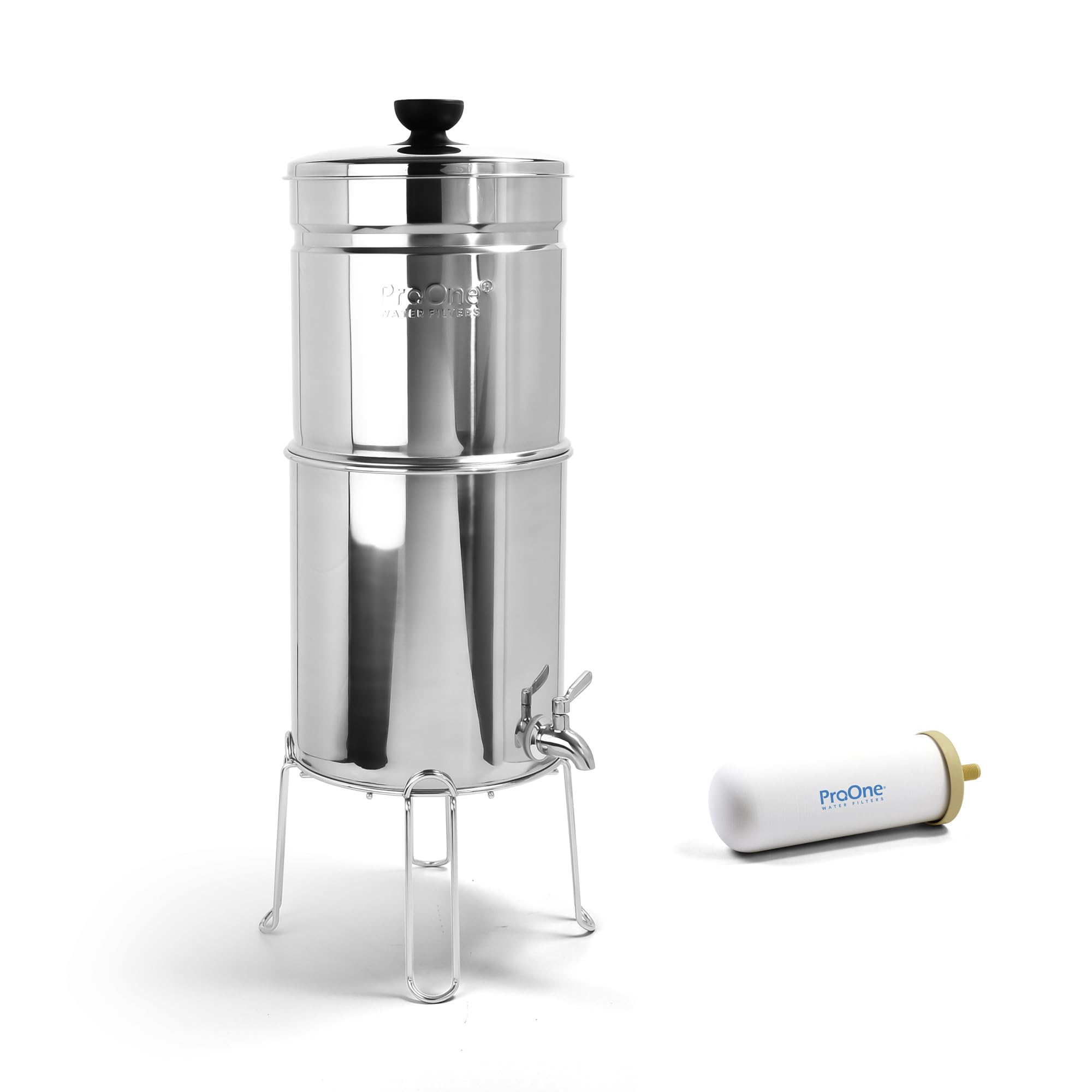 Photo 1 of ProOne Big+ Gravity Water Filter System - High Capacity Countertop Stainless Steel Water Filter Dispenser - IAPMO Certified to Reduce Lead, Total PFAS, Microplastics, Chlorine Taste & Odor