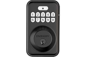 Embassy Keyless Entry Electronic Door Lock with Illuminated Antimicrobial Keypad and Security Deadbolt Lock, Store 20 Custom 