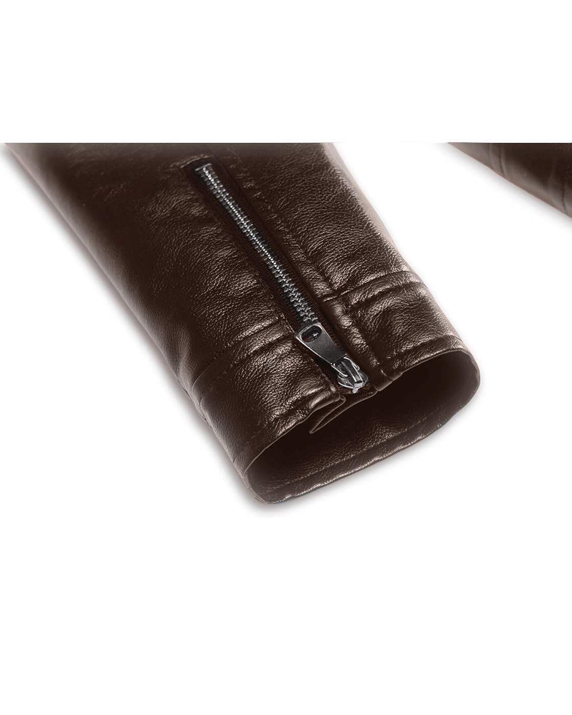 Fairylinks Leather Jacket Men Black Motocycle Lightweight Classic