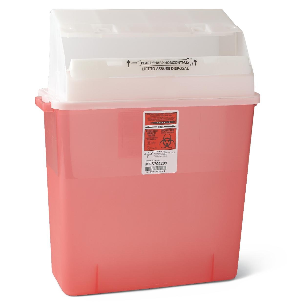 Medline MDS705203 Sharps Container, 3 gal, Sliding Lid, Red (Pack of 12): Industrial & Scientific
