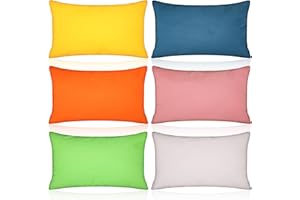 Kigley 6 Pack Mini Pillows for Daycare 9.1 x 13.8'' Small Travel Soft Breathable Cotton Pillow for Kids School Nap Travel Pet Neck Lumbar Purse Insert (Light Color)