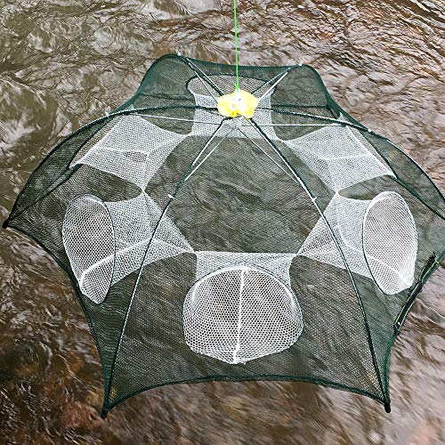 Isali Tools - New ETT 4-20 Holes Automatic Folding Fishing Net Shrimp Cage Nylon Foldable Crab Fish Trap Cast Net Cast Folding Fishing Network - (Color: 10 Sides 20 Holes Di)
