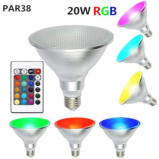 XDLUK LED Proyector Color Cambiante Bombilla E27 20W PAR38 ...