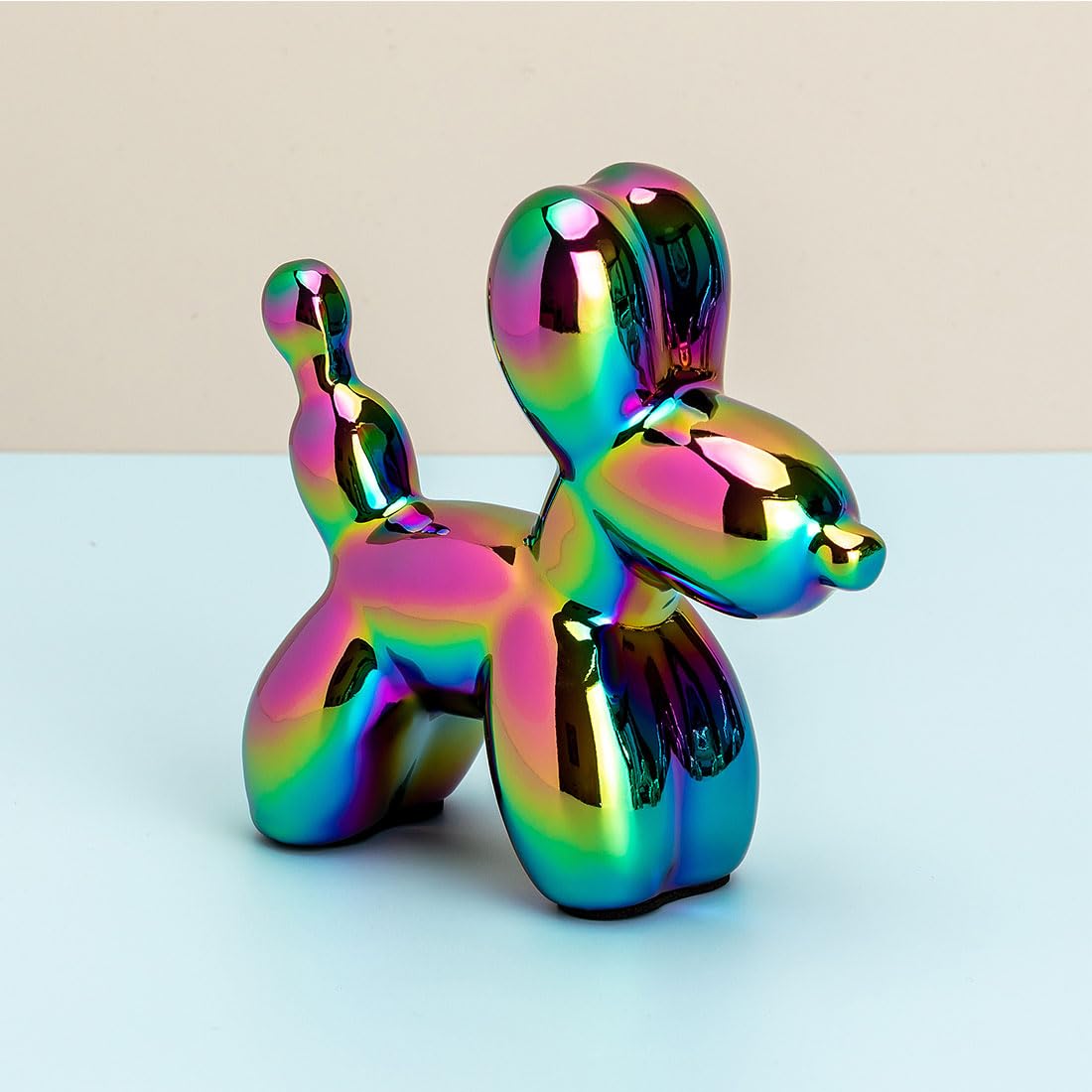 Swy Hair Electroplating Ceramics Balloon Dog Statue Crafts Living Room Desktop Decorations,Handmade Modern Small Ceramic Animal Statue Ornament Home Decor Accents (Dazzling, 5.1 Inch)