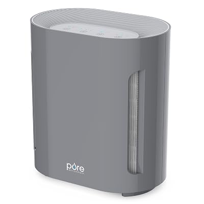 Pure Enrichment PureZone Air Purifier for Bedroom & Living Room, 4-Stage Filtration & UV-C Light, H13 HEPA Filter Helps Remove Bacteria, Pet Hair Dander, Allergens, Germs, Smoke, Dust (Gray)