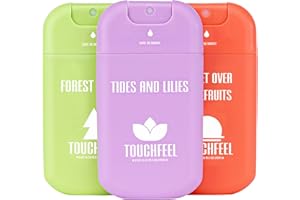 TOUCHFEEL Power Mist Hand Sanitizer Spray, Scented Hydrating Hand Sanitizers Travel Size Refillable, Pocket Portable 3-Pack (Forest Chime, Tides and Lilies, Sunset over Grapefruits) 0.93Fl Oz Each