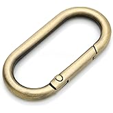 CRAFTMEMORE 2pcs Oval Rings Snap Clips Spring Opening Keyring Buckle SHOV Purse Hardware (Brushed Brass)