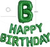 TONIFUL 16 Inch Happy Birthday Foil Letter Balloons Green Banner view 2
