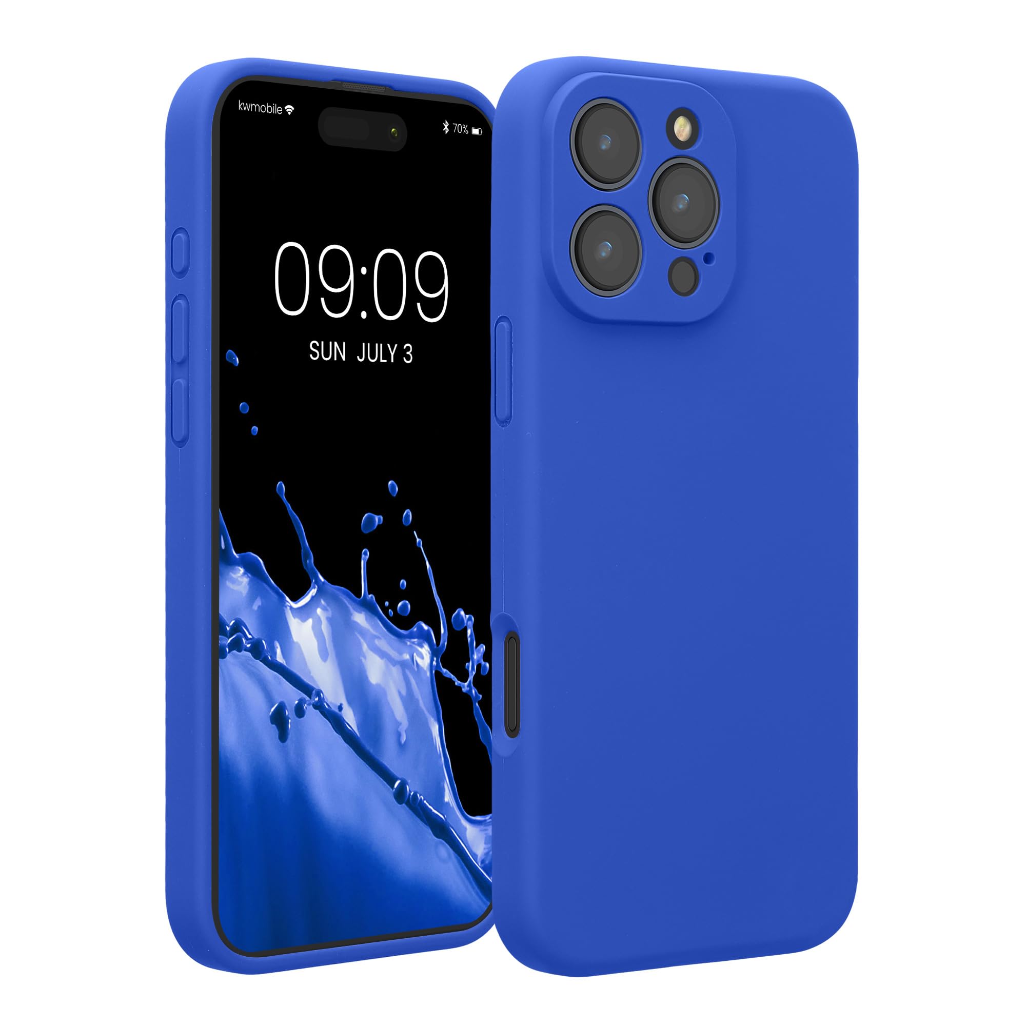 kwmobile Case for Apple iPhone 16 Pro Max Case - Slim TPU Silicone Phone Cover for iPhone 16 Pro Max - Soft Touch Finish - Baltic Blue