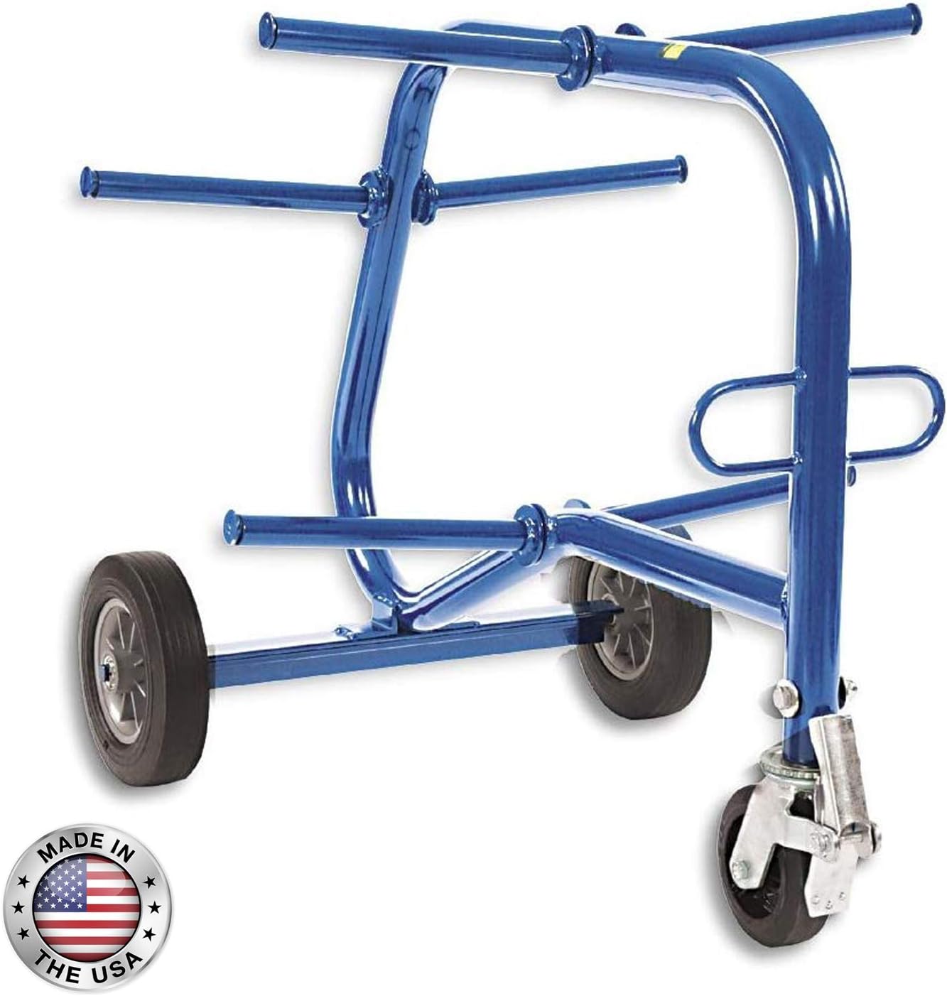 502 Turtle Cart - 29-1/2" Wide Heavy Duty Wire Cart with Two Large Rear Wheels & One Swivel Caster Blue