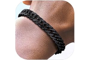 Richsteel Cuban Link Chain Bracelets 8/12/17mm Width Stainless Steel Chain Wrist Bracelets for Men, 7.4/8.2/9 Inch Length Classic Jewelry for Christmas/Valentine's Day/Birthday