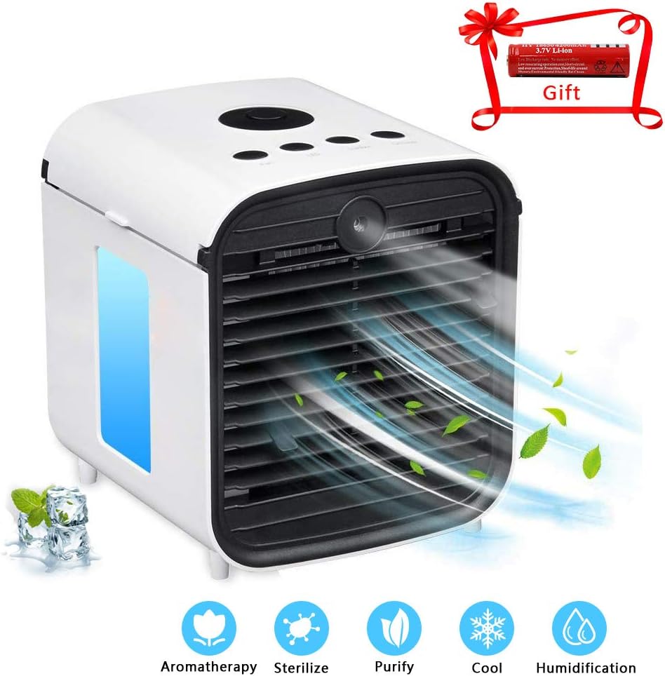 SURPCOS Personal Space Air Cooler, 3 in 1 USB Mini Portable Air Conditioning Fan, Humidifier Cooling Fan