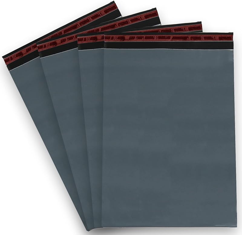 Globe Packaging Grey Mailing Bags 17x24 in 60mu 25 Pack Peel & Seal