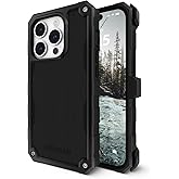 Pelican Shield iPhone 15 Pro Max Case - Compatible with MagSafe - 21FT Military-Grade Drop Protection - Rugged iPhone 15 Pro Max Phone Case with Belt Clip Holster - Brushed Aluminum