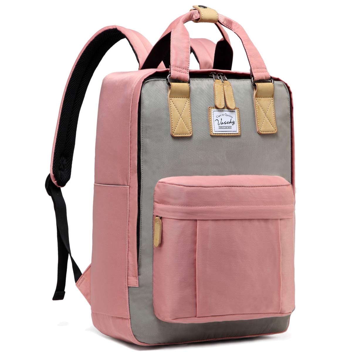 Backpack for Men and Women, VASCHY School Backpack, Travel Backpack, Teenagers, Boys, Girls, 73 - Pink, Grey, standard size, Daypack Backpacks