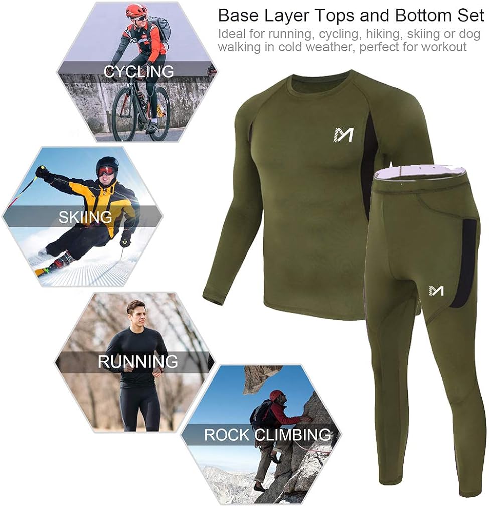 Men’s Thermal Underwear Set, Sport Long Johns Base Layer for Male, Winter Gear Compression Suits for Skiing Running at  Men’s Clothing store