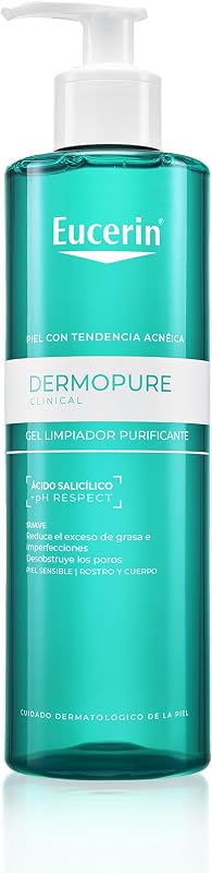 DermoPure Clinical Gel Limpiador Purificante (200 ml), gel limpiador con Ácido Salicílico para pieles con tendencia acneica y sensibles, gel limpiador facial y corporal para pieles grasas