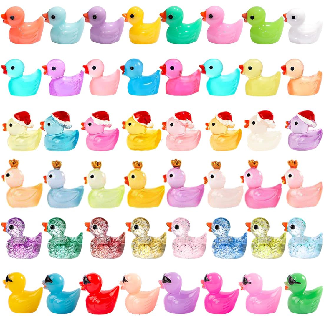 Purple Star Mini Ducks 50 Pack Tiny Ducks Little Ducks Toy Plastic Ducks Small Resin Ducks Mini Resin Animals Figures Miniature Figurines Fairy Garden Accessories Micro Statues Decor Gifts Colorful
