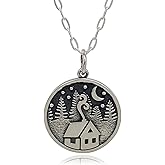 EnCharmed Sterling Silver Rustic Cabin In The Woods Charm Necklace, Nature Camping Pendant Jewelry, 18"