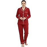 RONGTAI Cotton Womens Pajama Sets Comfy Fall Winter Pajama Set Long Sleeve Sleepwear 2 Pcs Pjs Nightwear S-XXL