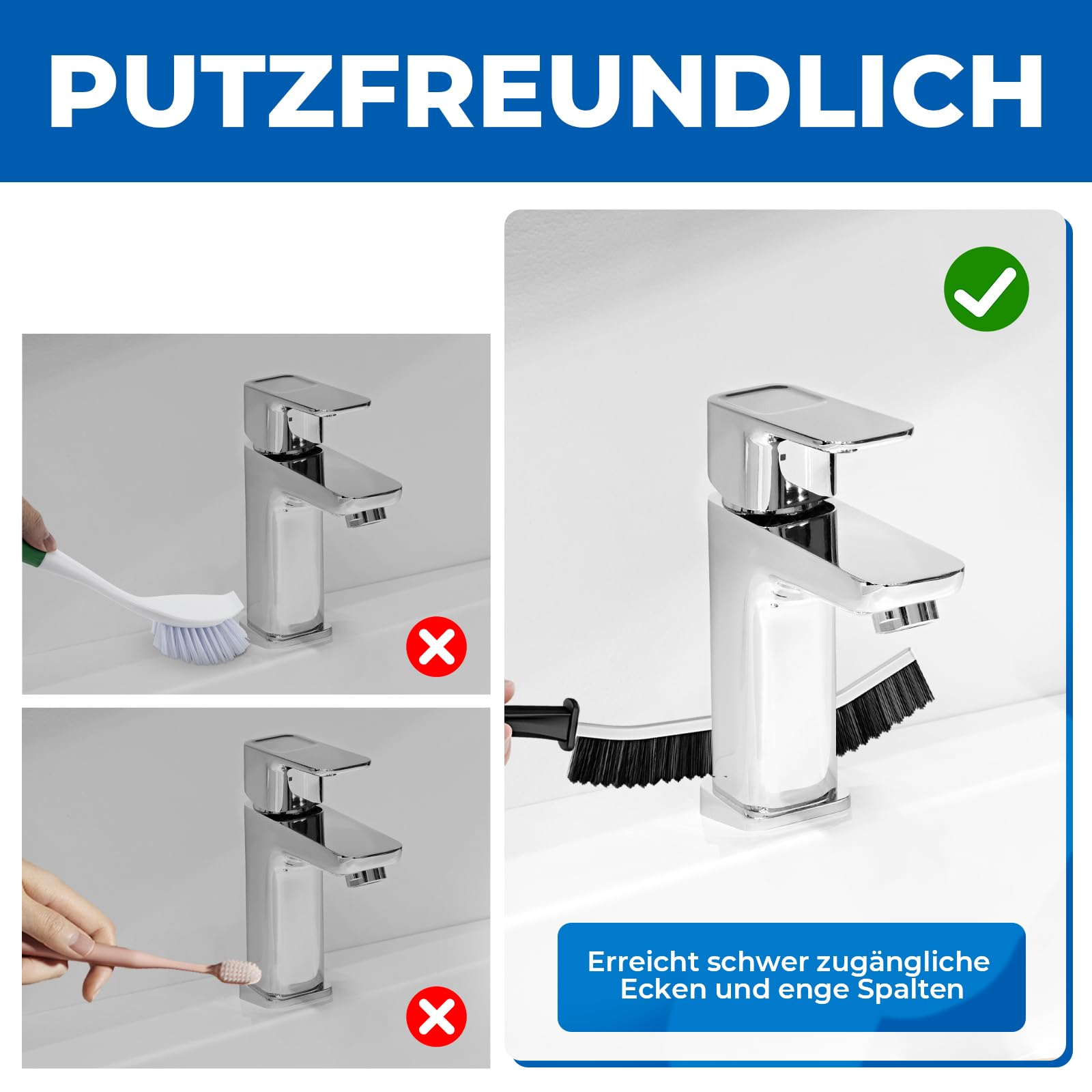 Cleangor Fugen und Eckenbürste Reinigungsbürste | Zahnborsten für hartnäckigen Schmutz Ergonomischer Handgriff | Für Dusche, Küche & Fliesen 4