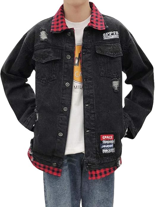 Amazon ニカ メンズ パーカー デニム ジャケット アウター ヒップホップ ストリート コート 原宿風 春秋 大きいサイズ カジュアル コートジャケット コート ジャケット 通販