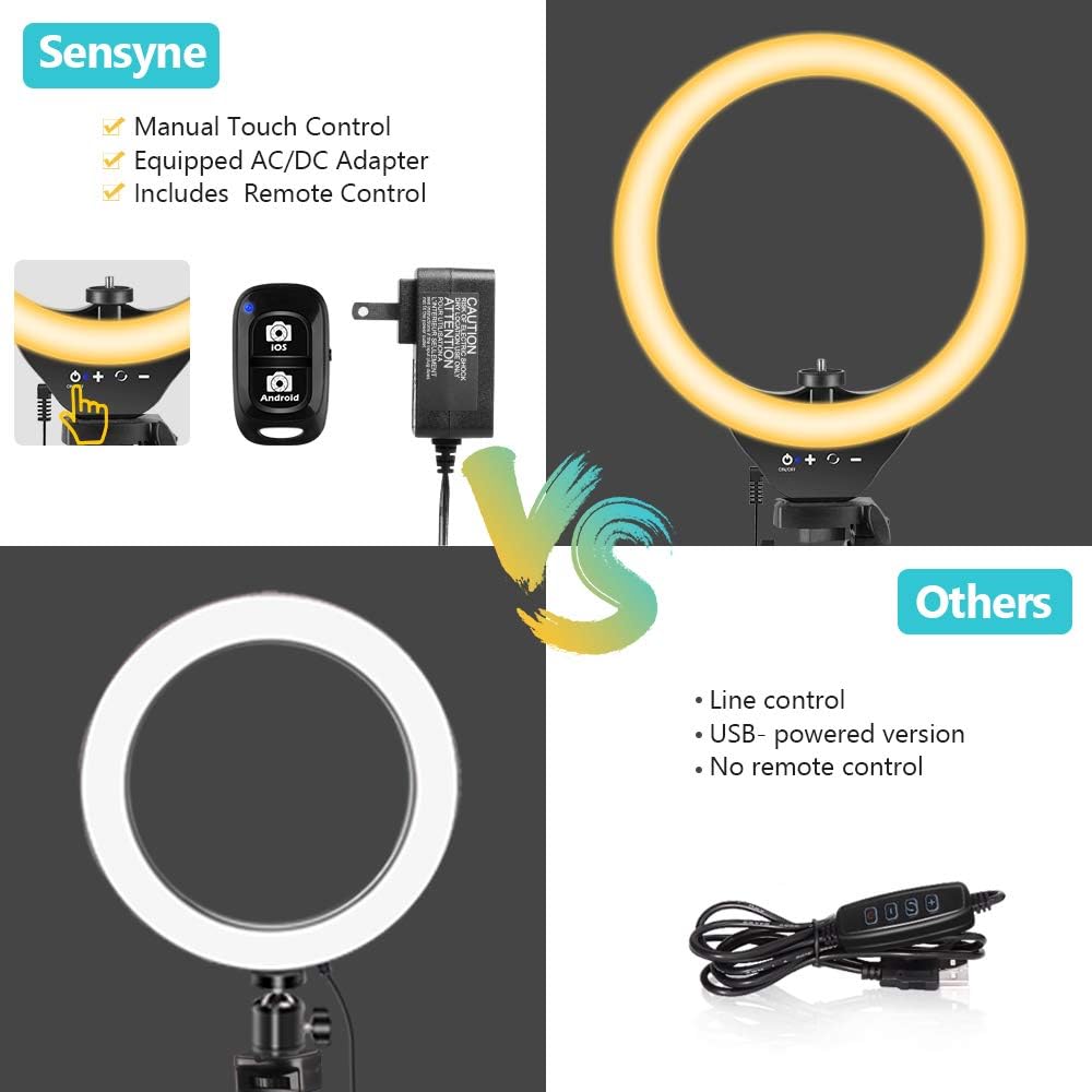 10'' Ring Light with 50'' Extendable Tripod Stand, Sensyne LED Circle Lights with Phone Holder for Live Stream/Makeup/YouTube Video/TikTok, Compatible with iPhone/Android : Camera & Photo