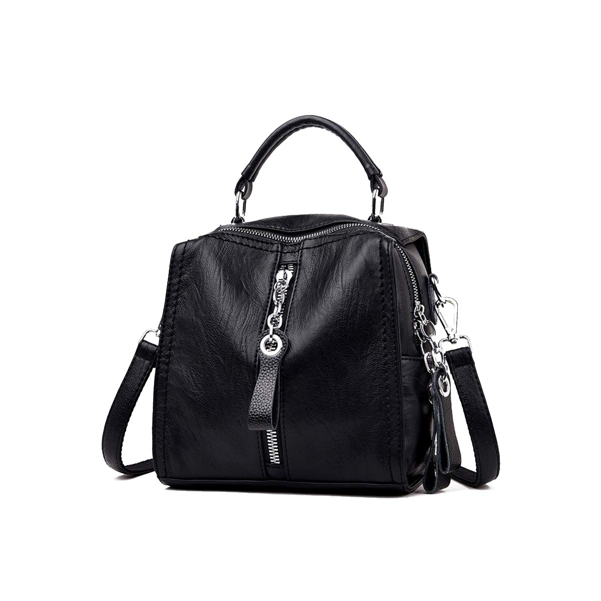 NIYUTA Mini Versatile Bags for Women Soft Leather Shoulder Bags Backpacks Black