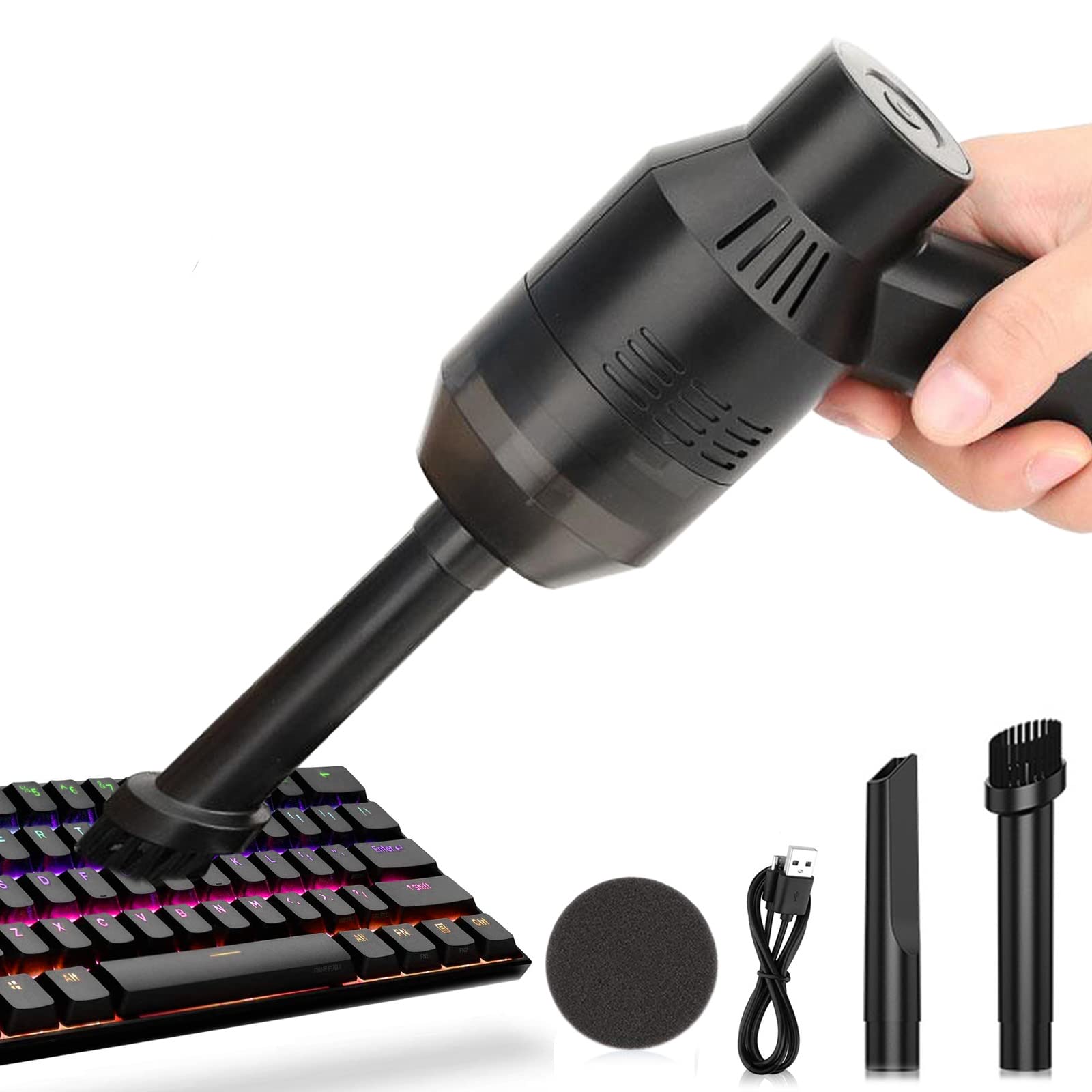 Keyboard Cleaner Powerful Rechargeable Mini Vacuum Cleaner,Cordless Portable Vacuum-Cleaner Tool for Cleaning Dust, Hairs, Crumbs, Scraps for Laptop, Piano, Computer, Car, Makeup Bag, Pet House