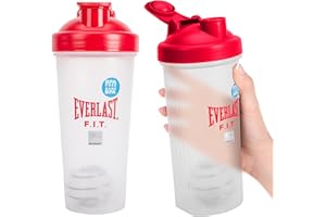 Everlast FIT 600ML Shaker Bottle - Leak Proof - Shaker Bottle with Spiral Whisk Blender Ball, BPA/DEHP-Free, Easy to Clean, P