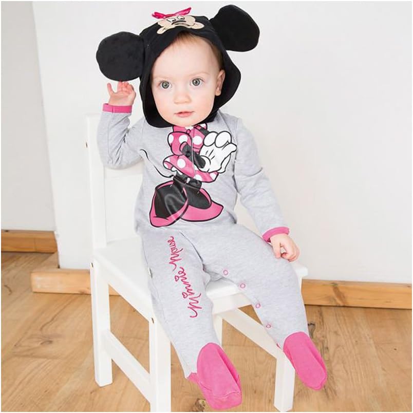 Amscan DCMIN-RJ09 Minnie Mouse Hoodie Romper Costume, Non-Solid Colour, 9-12 Mons