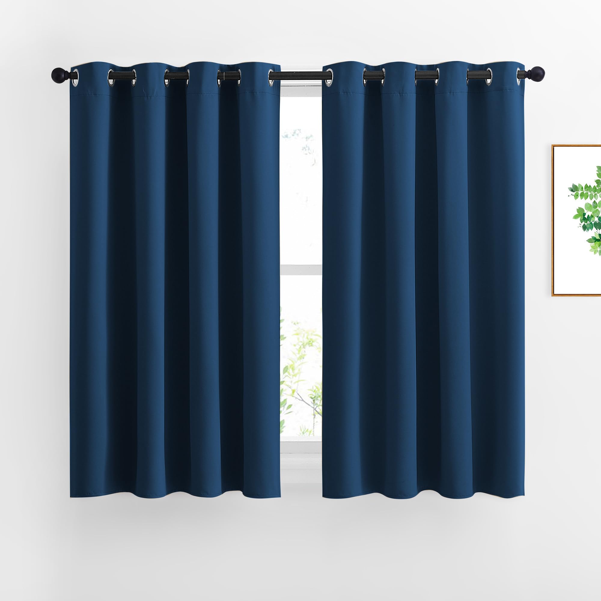 Photo 1 of NICETOWN 45 inches Bedroom Curtains Panels - Functional Blackout Curtains/Panels for Bedroom, Thermal Insulated, Privacy Assured (2 Pieces, 52 x 45 inches in Moroccan Blue)
