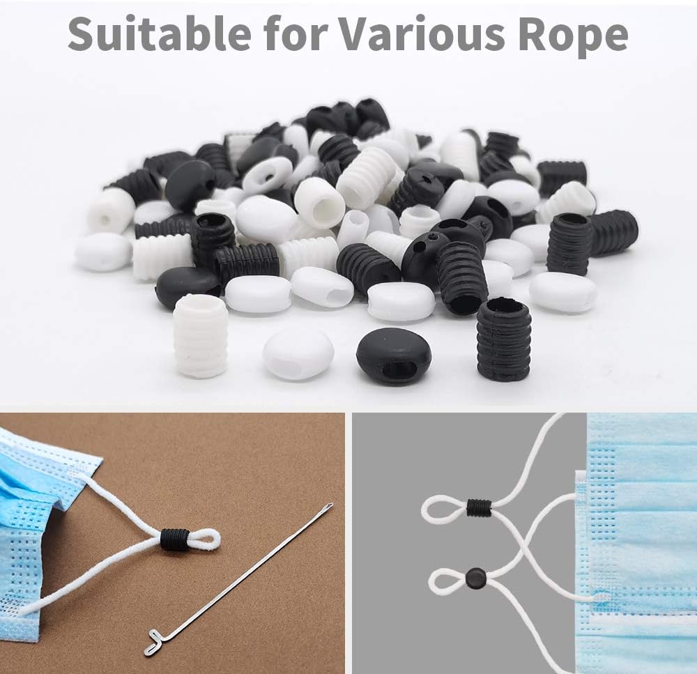 Black Toggles for Drawstrings Cord Locks Quality Plastic Silicone