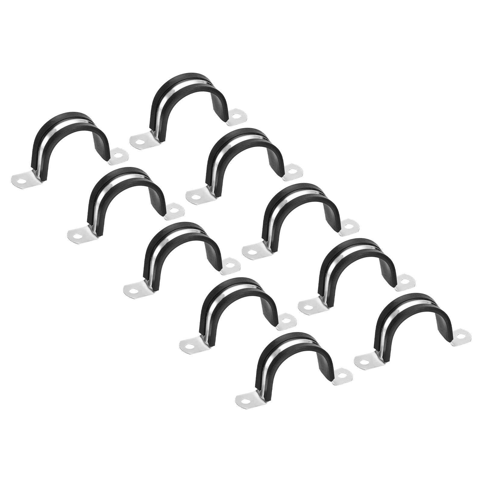PATIKIL 1.57 inch/40mm Rigid Pipe Strap Clamp, 12 Pcs 304 Stainless Steel Two Hole U-Shape Tube Clip Pipe Fasten Holder for Pipe Fixing