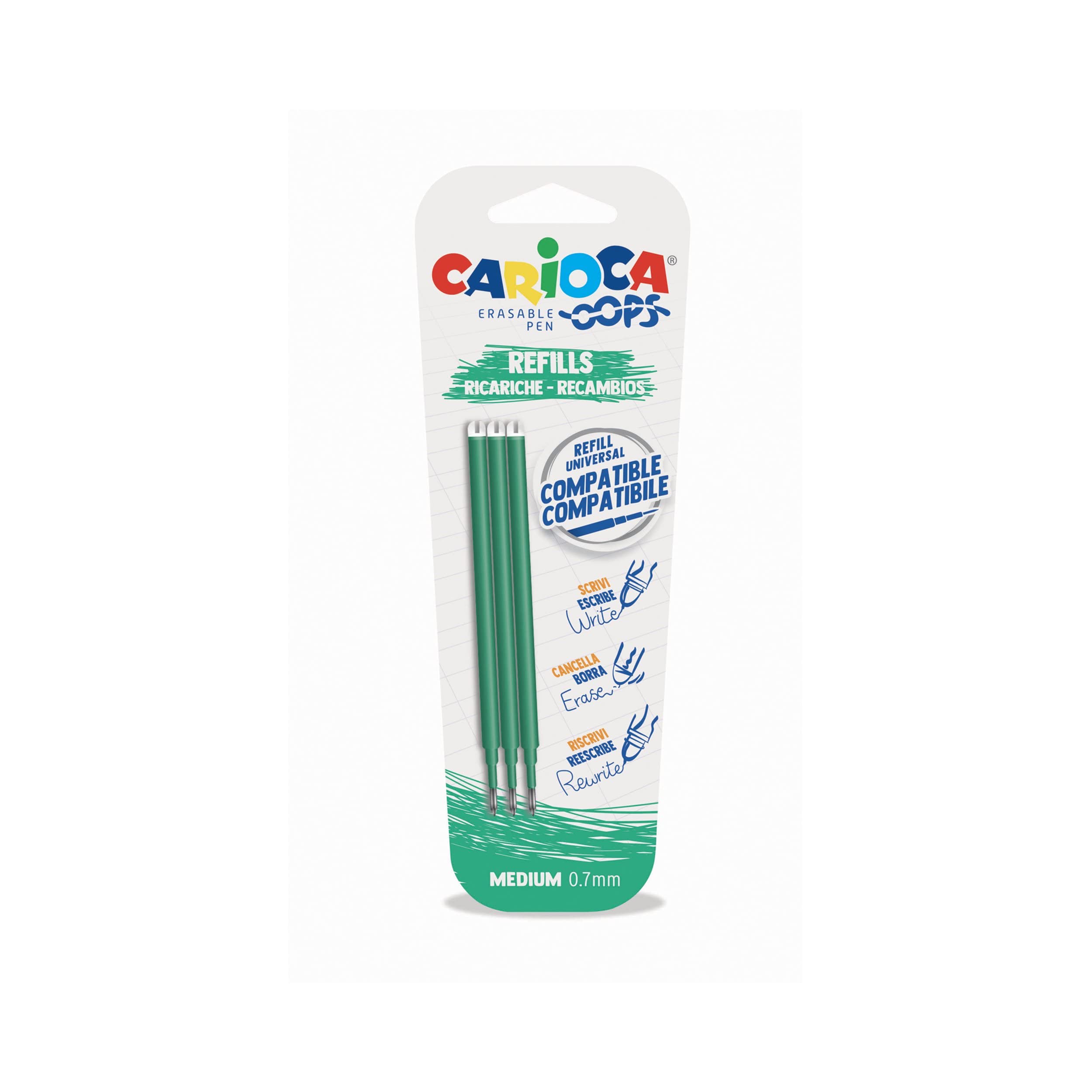 Carioca Oops Refill Green Blister Pack 3 pcs