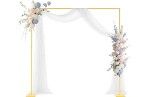 VEVOR Arch Backdrop Stand, 8 x 8 ft, Stable Structure, Easy Assembly, Square Gold Metal Arch Backdrop Stand for Wedding, Birthday Party, Graduation, Holiday Celebration, and Ceremony Decoration