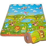 Kids Play Mat Rug by BMyBaby - Portable Baby Floor Foam Playmat and Gym with Beautiful Graphics and Adorable Animal Friends - Portable for Outdoor or Indoor Use