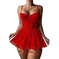 Lilosy Sexy Floral Lace Babydoll NightDress Thong Chemise Lingerie Nightwear