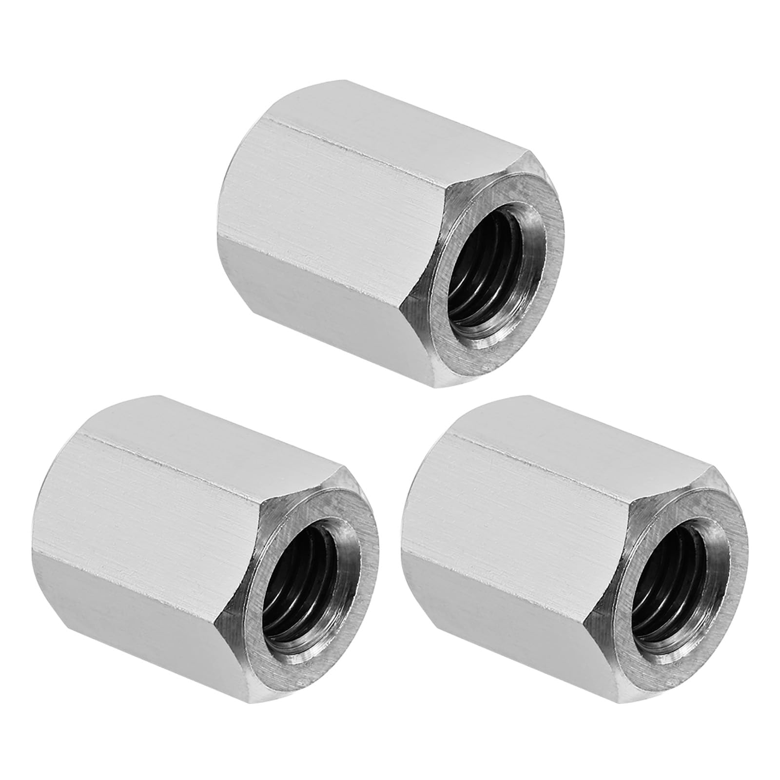 PATIKIL 3/8"-16 UNC 304 Stainless Steel Hex Coupling Nuts, 3Pcs 1" Length Fully Threaded Rod Coarse Coupling Nut Studding Connector Fasteners, Silver Tone