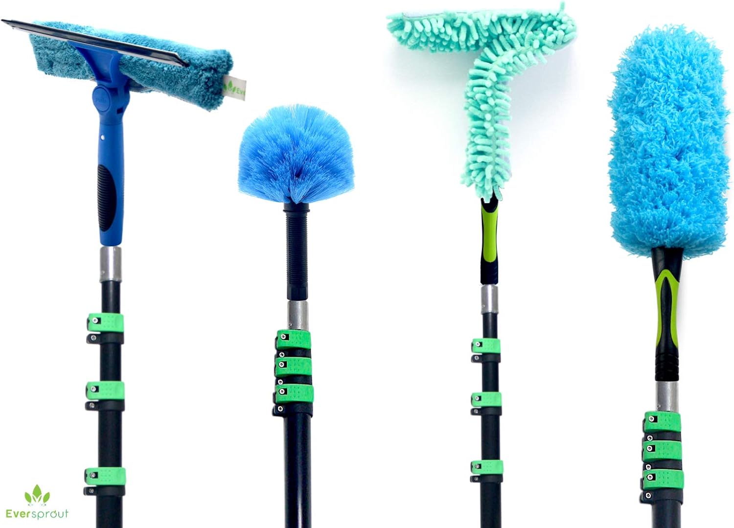 3 Microfiber Dusters Scrub Brush Swivel Squeegee Cobweb Flexible