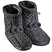 Women's Cable Knit Booties, Black, Large