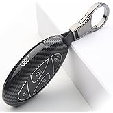 Key Fob Cover for Hyundai with Keychain, Premium ABS Carbon Fiber Pattern Key Case Shell for 2024 2023 Hyundai Ioniq 6, Grandeur GN7, KONA, Elanrtra, Sonata Smart Key Protector(B-Model (5 Buttons))