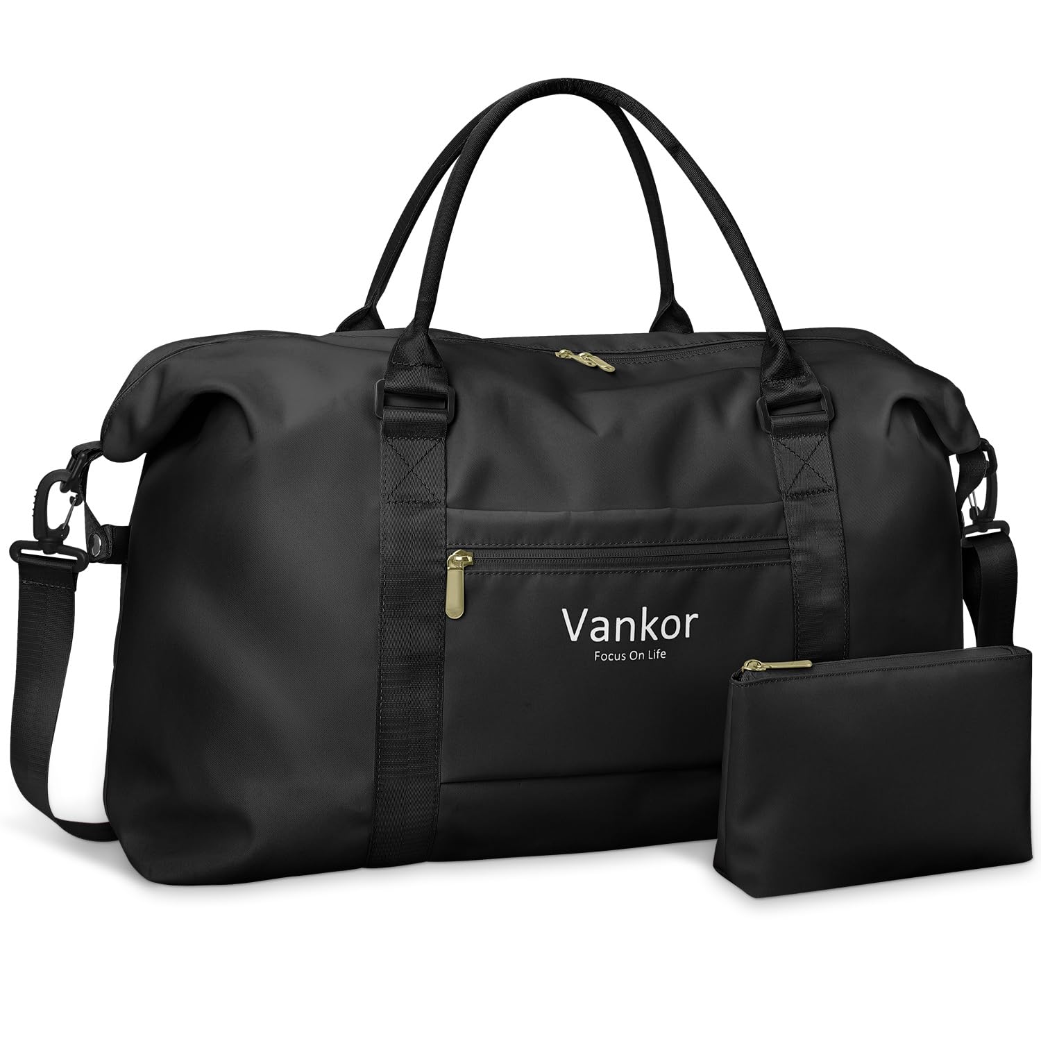 Large Duffle Bag for Travel Waterproof 21 Inch, Vankor Gym Duffel Bag for Women Men Durable Carry on Weekender Overnight Sports Luggage Weekend Beach Yoga Workout Hospital Mommy Diaper Bag Black