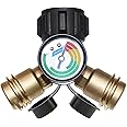 DOZYANT Propane Tank Y Splitter Adapter Gauge, Propane 2 Way LP Gas Adapter Tee Connector Adapter for 5lb to 40lb Propane Tank Cylinder, Universal for Gas Grill, RV Camper, More Appliances