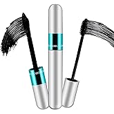 2 in 1 4D Silk Fiber Lashes 5x Longer Waterproof Mascara, No Clumping Long-lasting Black Mascara