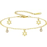 LIKGREAT Adjustable Star of David Bracelet for Women Stainless Steel Crystal Beads Jewish Jewelry