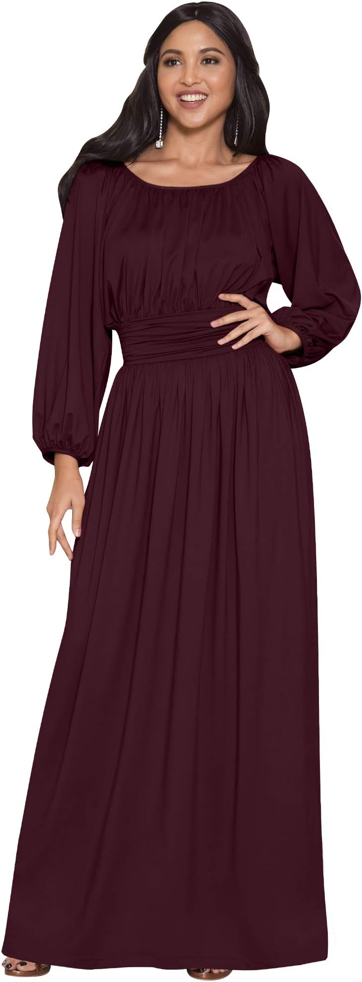 Womens Sleeve Vintage Peasant Empire Waist Pleated Fall