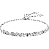 DAOSHANG 925 Sterling Silver Cubic Zircon Tennis Bracelets Cross Devil's Eye/Moon heart/Mustard Seed Mountain/Infinite Loop Adjustable Charm Chain Exquisite Classic Jewelry Gift For Women